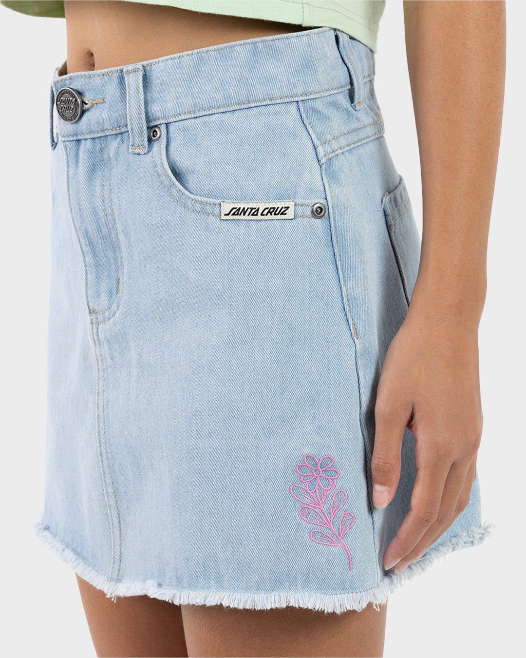 Vibes Stack Raw Hem Skirt - Santa CruzSG324 - SK01 - LIGHT - WASH - INDIGO - Light Washed Indigo - 10