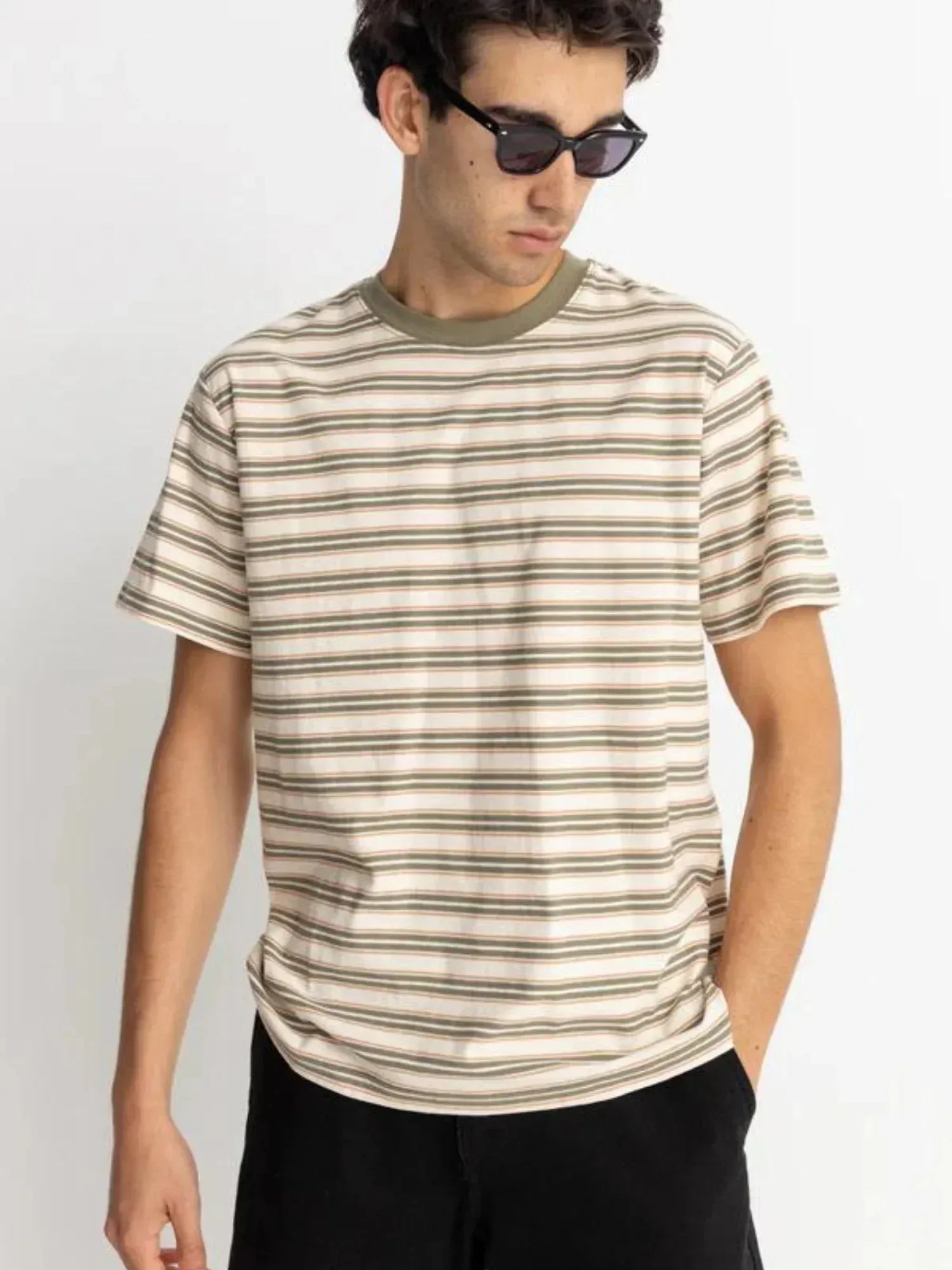 VINTAGE STRIPE SS T - SHIRT - Rhythm1025M-CT03-NATURAL-XL