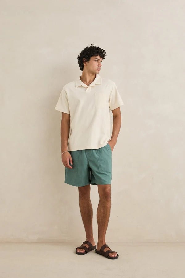 VINTAGE TERRY POLO -Rhythm0725M-CT01-STONE-S