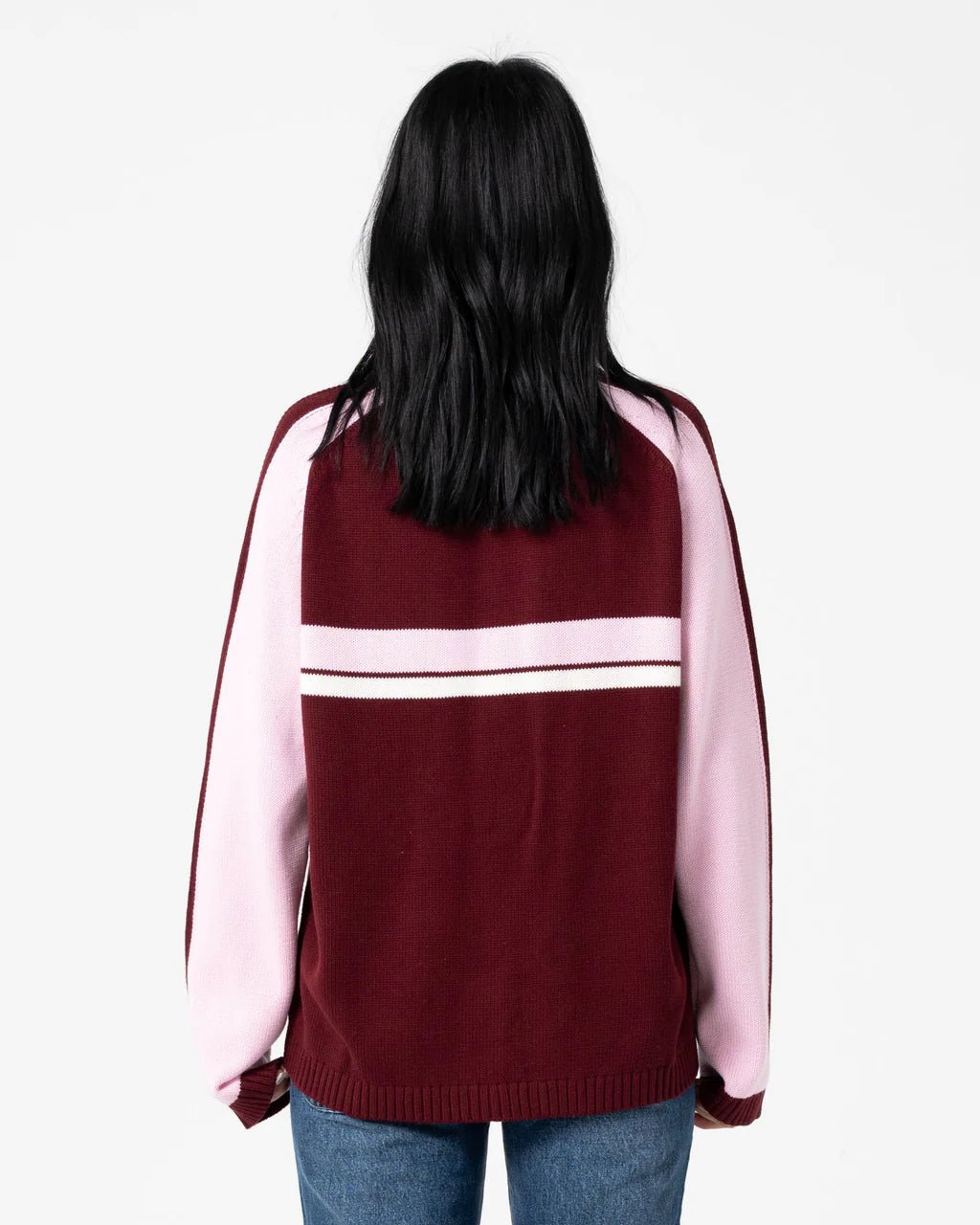 WHITE LINES TWO L/S CREW NECK KNIT - RustyCKL0541-BURGUNDY-XS