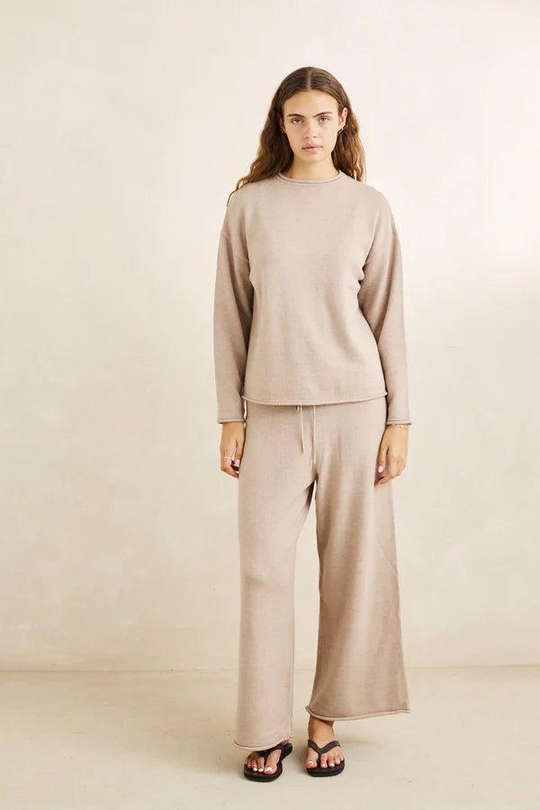 WILLA ROLLED HEM KNIT PANT -RhythmCD25W-PA54SW-TAUPE-6