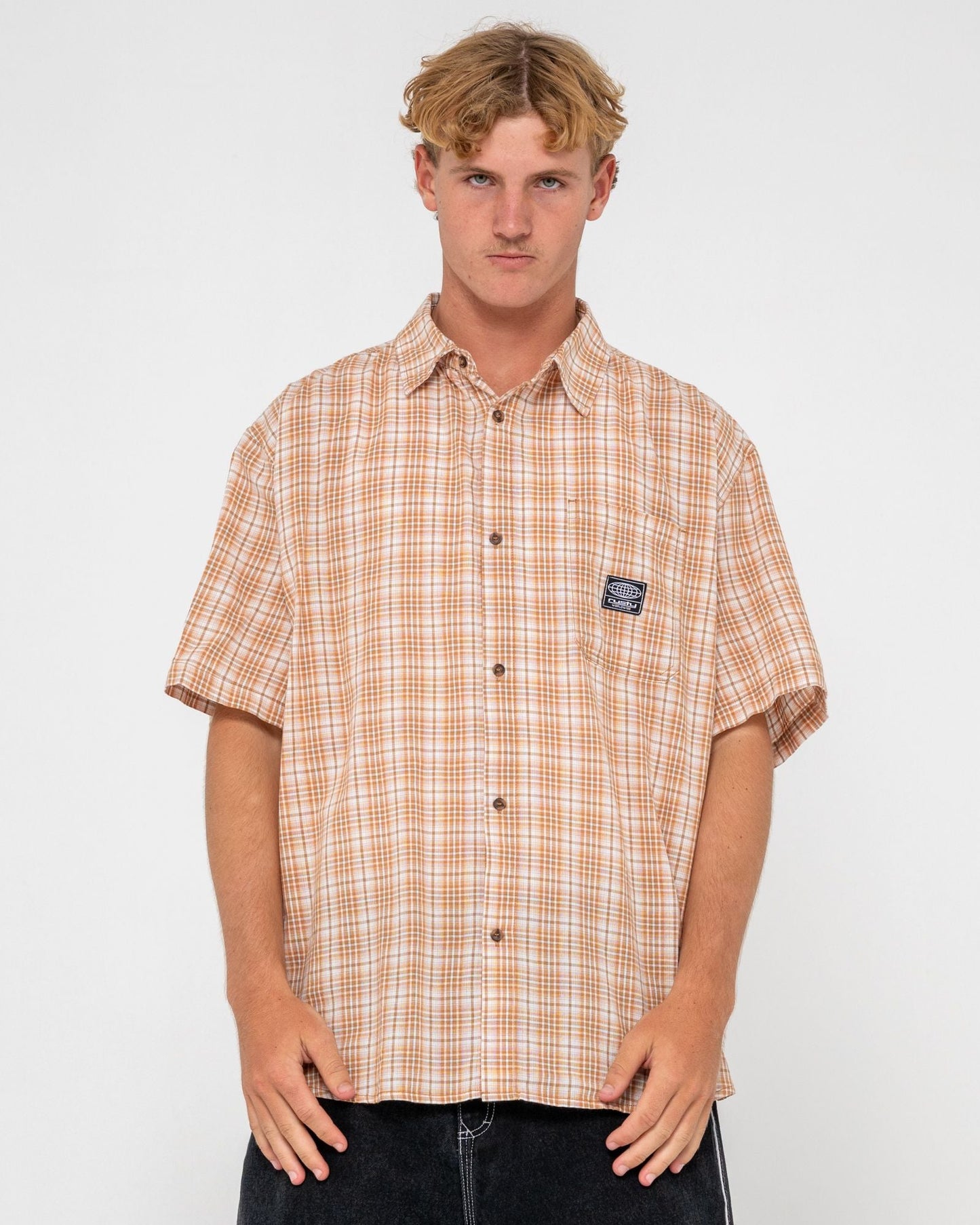 WORLDWIDE CURVED HEM SHORT SLEEVE SHIRT - RustyWSM1163 - TOBACCO - S