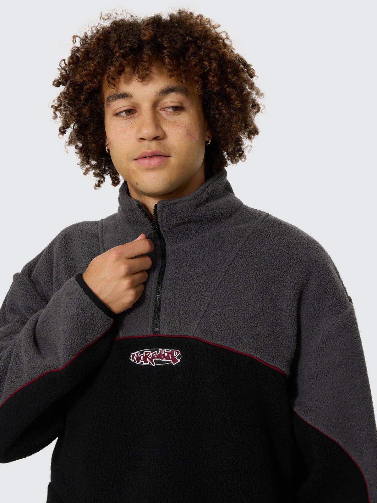 Wyldstyle Quarter Zip Sherpa Fleece -WorshipPW26-218B-Black-XS
