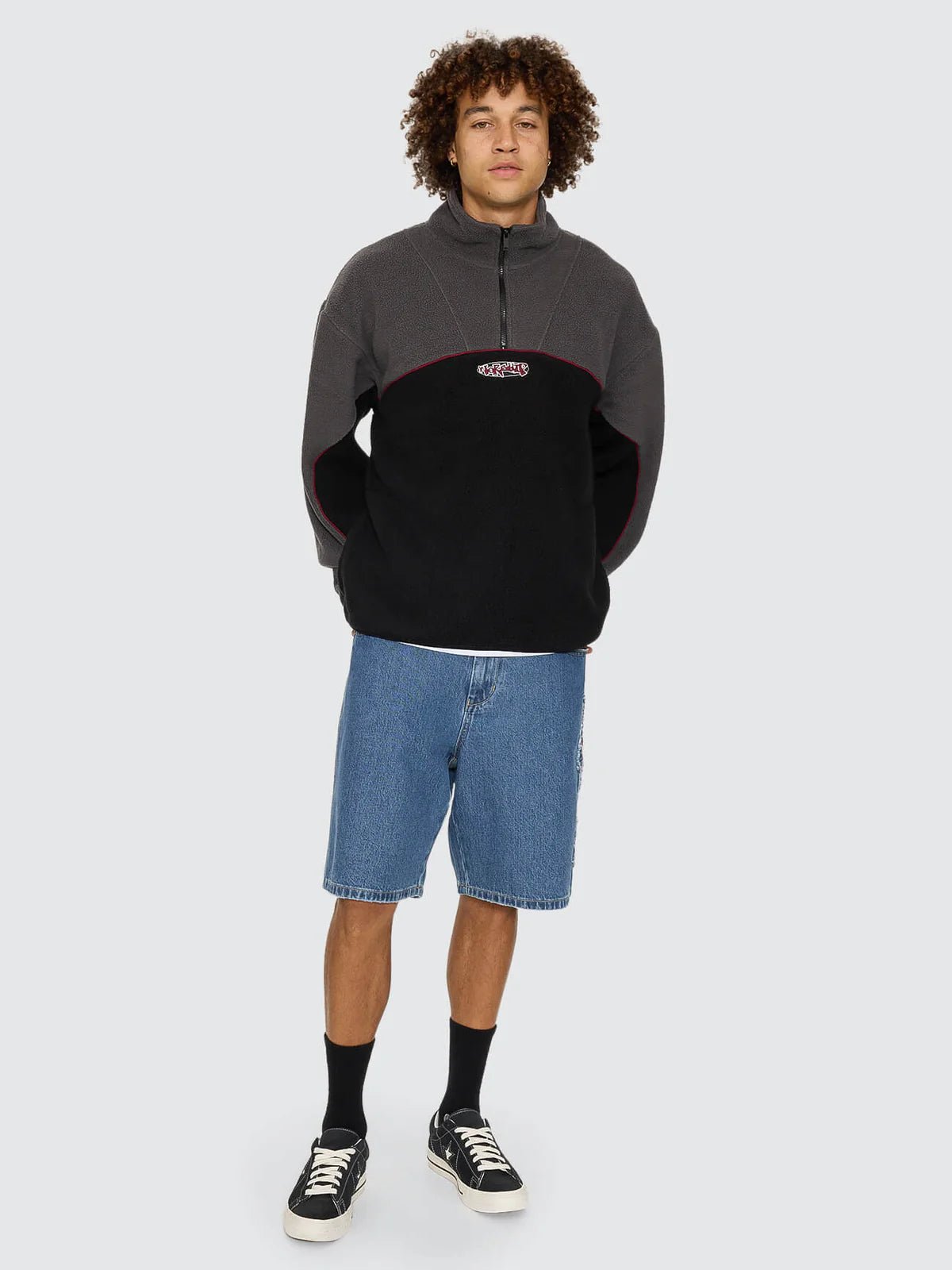 Wyldstyle Quarter Zip Sherpa Fleece -WorshipPW26-218B-Black-XS