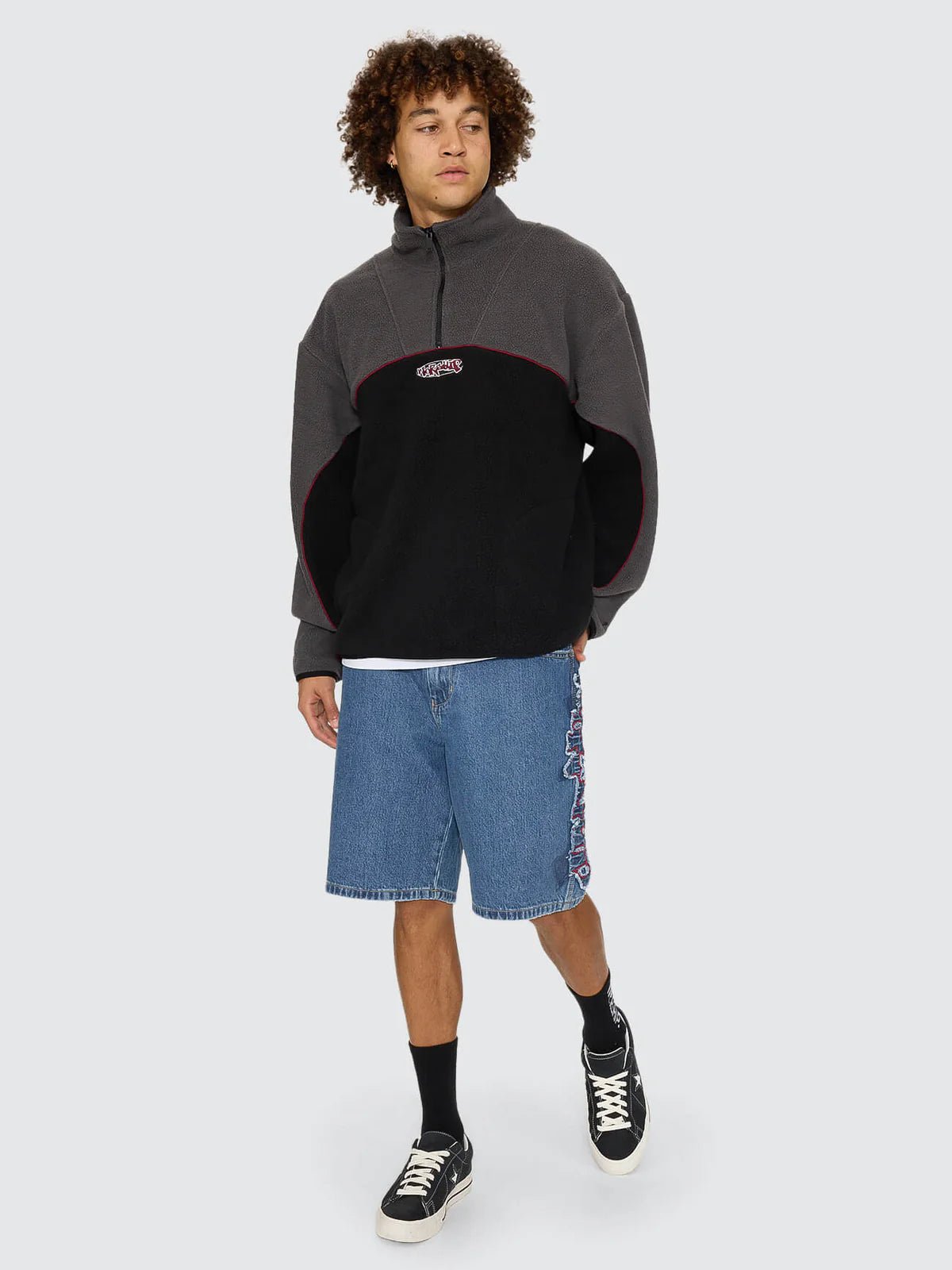 Wyldstyle Quarter Zip Sherpa Fleece -WorshipPW26-218B-Black-XS