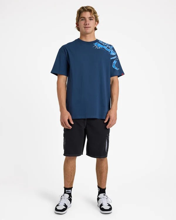 YG SCRAWLED SS TEE -QuiksilverUQYZT05859-DARK DENIM-S