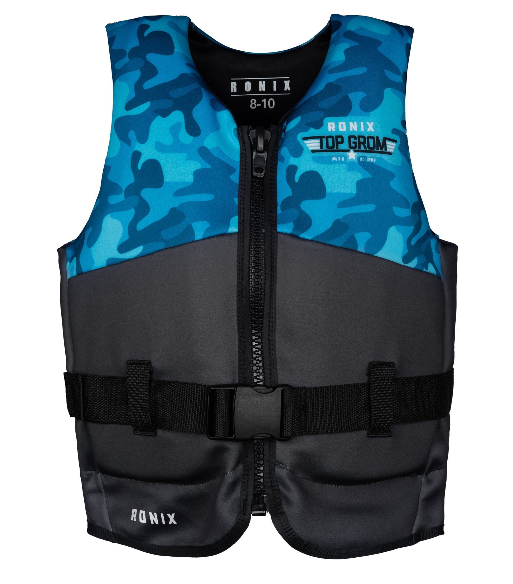 2022 Ronix Top Grom L50s Vest Watersports - Neoprene - Kids Vests Ronix Blue Camo 8to10 