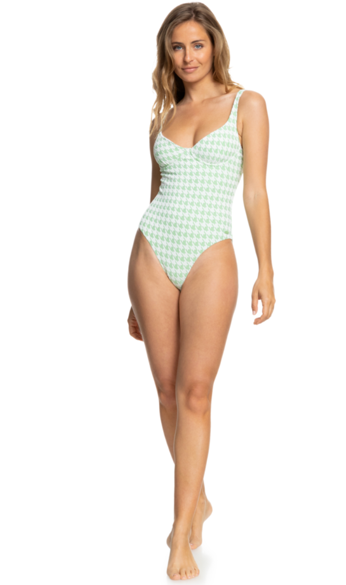 Womens The Plaid Pulse High Leg One-Piece Swimsuit