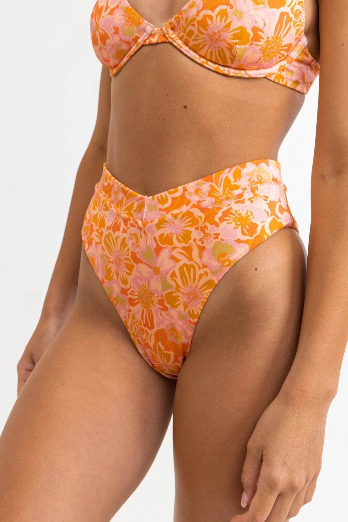 EVANGELINE FLORAL V FRONT HI WAIST PANT -Rhythm0722SW-BB02-MANDARIN-14