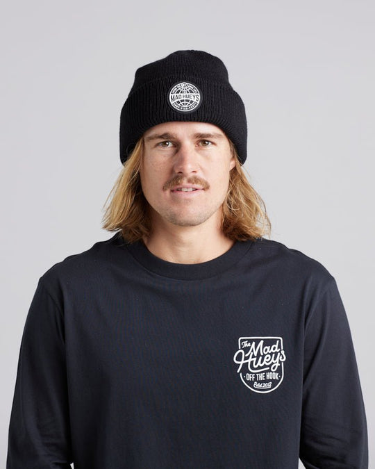 HUEYS GLOBAL  BEANIE - BLACK