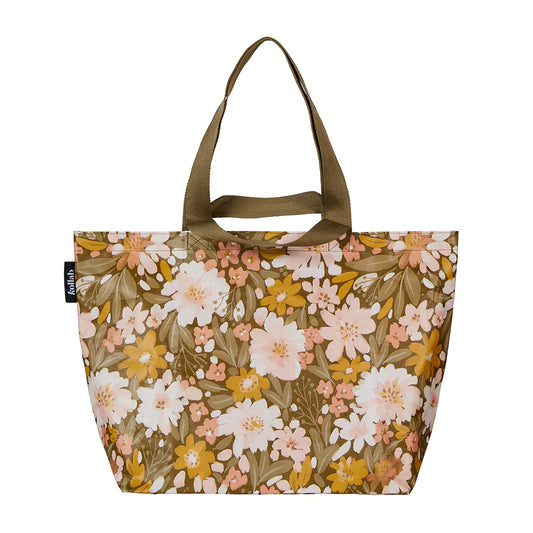 Kollab Poly Shopper Tote Khaki Floral